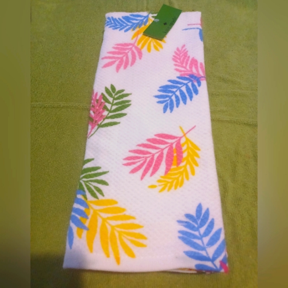 New Kate Spade Set Of 2 Colorful Leaf Pattern Hand Towels Towel